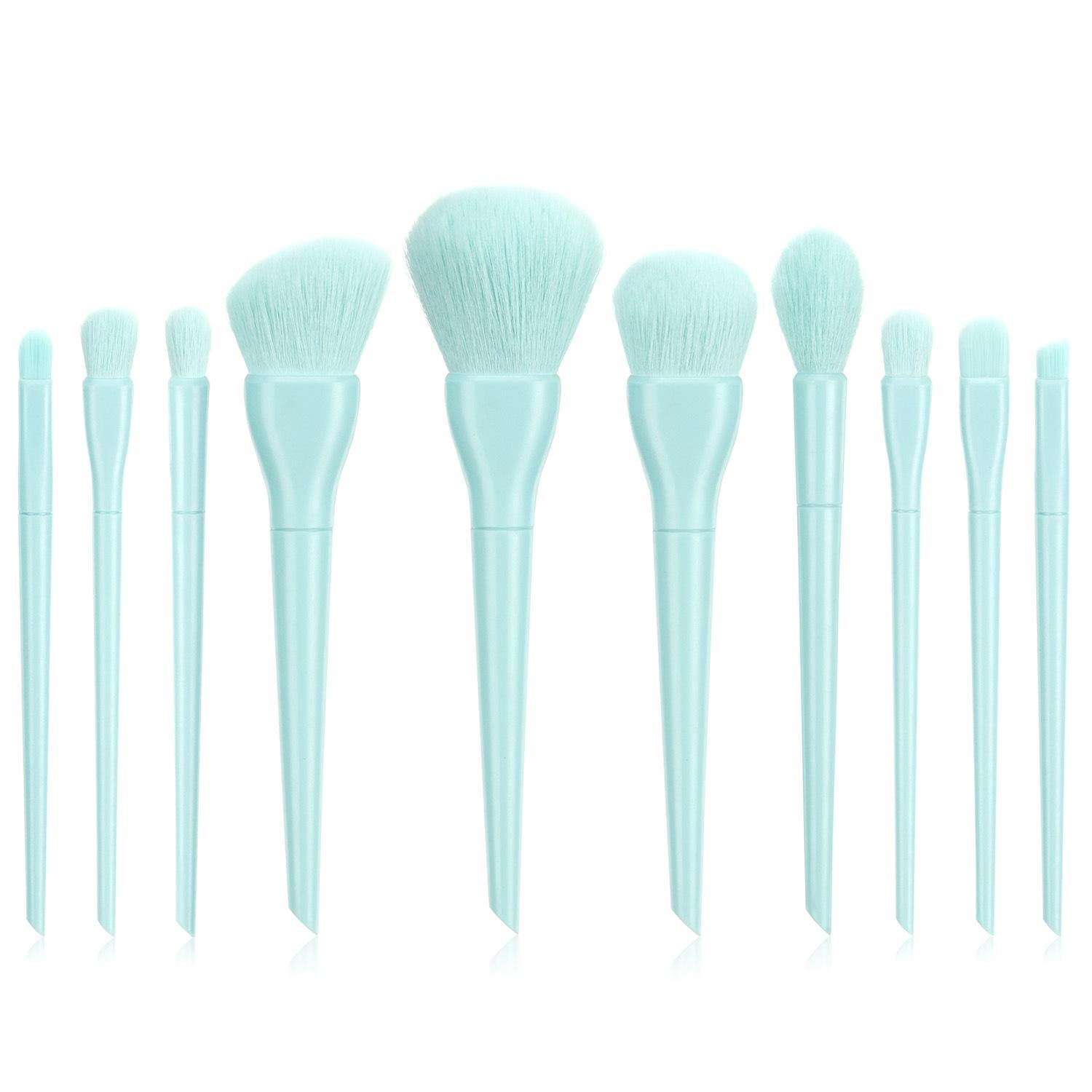 Candy color 10 cosmetic brushes set plastic short rod soft bristles Candy color 10 cosmetic brushes set plastic short rod soft bristles